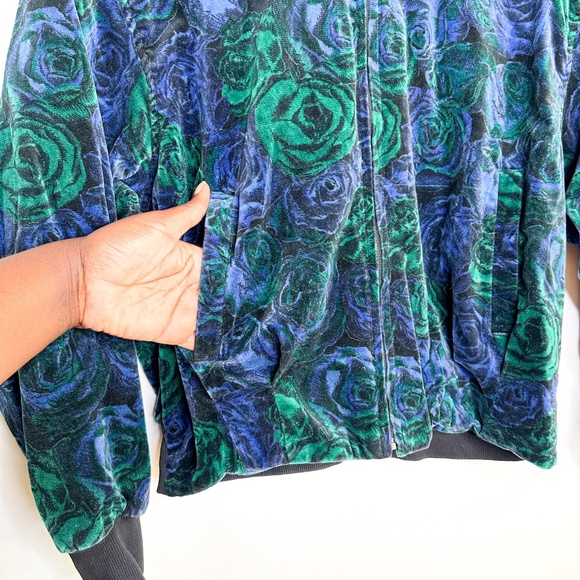 Vintage Collection International Floral Bomber Jacket| Suede Bomber Jacket Size - Picture 6 of 9